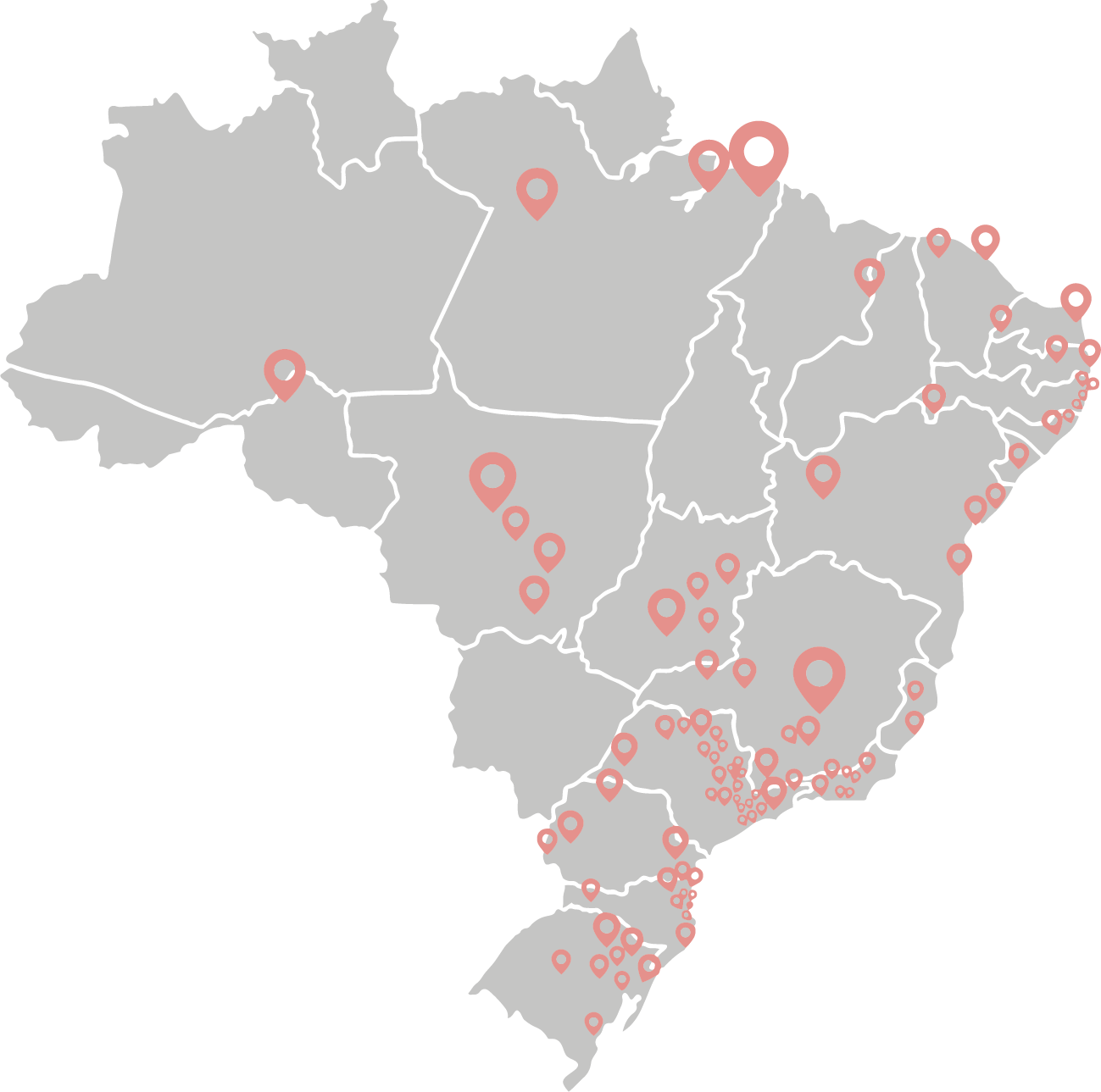 Mapa do Brasil com presença Housi